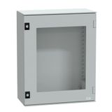 wall-mounting enclosure polyester monobloc IP66 H530xW430xD200mm glazed door