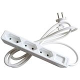 3 way EURO 2pin socket outlet, white1,4 m H05VV- F 2x1,0 cable white with 2pin shaped plugwith shutterwithout switch250V/ 16A/ 2,5Amax. 1800Win polybag with label