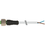 M12 female 0° A-cod. with cable PUR 2x0.5 gy UL/CSA+drag ch. 60m