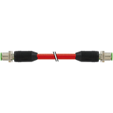 M12 male 0°/M12 male 0° D-cod. PUR 1x4xAWG22 shielded rd+drag-ch 8m