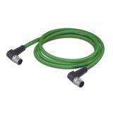 ETHERNET cable M12D plug angled M12D plug angled green