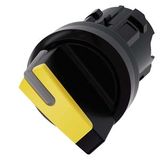 Selector switch, illuminable, 22 mm, round, plastic, yellow, selector switch, short, 2 switch positions O