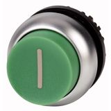 Pushbutton, RMQ-Titan, Extended, maintained, green, inscribed, Bezel: titanium