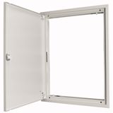 Flush-mounting door frame with sheet steel door and three-point turn-lock for 3-component system, W = 800 mm, H = 760 mm