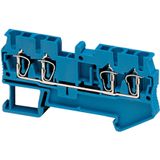 SPRING TERMINAL, FEED THROUGH, 4 POINTS, 2,5MM², BLUE