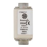 Fuse-link, high speed, 200 A, AC 690 V, size 00, 30 x 48 x 64 mm, aR, IEC, visual indicator