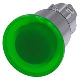 Illuminated mushroom pushbutton, 22 mm, round, metal, shiny, green, 40 mm, 3 switch positions, latches after pushing in, unlatches by pull-to-unlatch mechanism  3SU1051-1EA40-0AA0-Z Y13