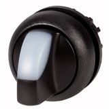 Illuminated selector switch actuator, RMQ-Titan, With thumb-grip, momentary, 3 positions, White, Bezel: black