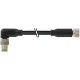 M8 male 90° / M8 female 0° A-cod. PUR 3x0.25 bk UL/CSA+drag ch. 4m