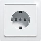 German Socket (Type F) DSS with socket outlet front in E-Design55, pure white glossy