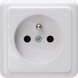 Surface mount earthed socket outlet with central earth contact, 1-fold, without shutter, IP20, 16A, 250V~,arctic-white