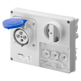 FIXED INTERLOCKED HORIZONTAL SOCKET-OUTLET - WITHOUT BOTTOM - WITH FUSE-HOLDER BASE - 3P+E 16A 200-250V - 50/60HZ 9H - IP44