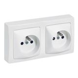 Double horizontal or vertical socket outlet with earth Surface-mounted switchgear - white