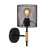 BASKETT Wall Light 1xE27/40W Black/Wood