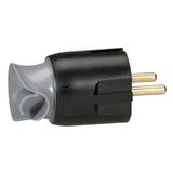 2P+E plug - 16 A - Fr/German std - cable orientation - black/grey - gencod label
