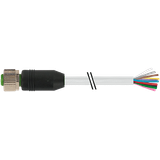 M12 female 0° A-cod. with cable PUR 12x0.25 gy UL/CSA+drag ch. 50m