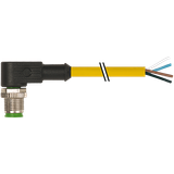 M12 male 90° A-cod. with cable PUR 4x0.34 ye  20m