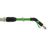 M12 male 0° D-cod./RJ45 45° down PUR 1x4xAWG22 shielded gn+dragch 1.5m