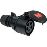 CEE connector, black, IP44, 16A, 4-pole, 400V, 6h, red