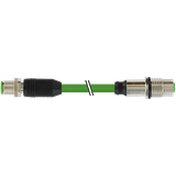 M12 male 0°/ M12 fem. recept. A PUR 0.20+0.38 shielded gn+dragch 5m