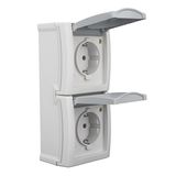 Vertical combination two-gang shockproof socket, VISIO IP54