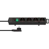 Comfort Line Plus Extension Socket With Flat Plug 4-way black 2m H05VV-F 3G1.5