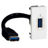 USB female 2.0 socket Arteor - preterminated - with a 15 cm cord - 1 module - white