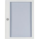 Surface mounted steel sheet door white, transparent with Profi Line handle for 24MU per row, 5 rows