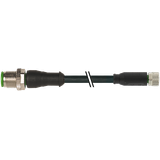 M12 male 0° / M8 female 0° A-cod. PUR 3x0.25 bk UL/CSA+drag ch. 2.3m