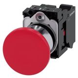 Mushroom pushbutton, 22 mm, round, metal, shiny, red, 40mm, latching, pull-to-unlatch  3SU1150-1BA20-3CA0-Z X90