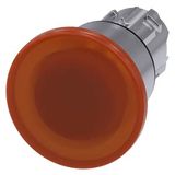 Illuminated mushroom pushbutton, 22 mm, round, metal, shiny, amber, 40 mm, latching, pull-to-unlatch mechanism,  3SU1051-1BA00-0AA0-Z Y15