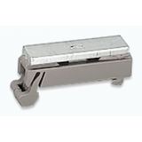 Carrier with grounding foot 90° to carrier rail 45 mm long gray