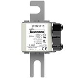 Fuse-link, high speed, 200 A, AC 690 V, compact size 1, 43 x 60 x 110 mm, aR, DIN, IEC, single indicator