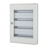 Complete surface-mounted flat distribution board with window, grey, 24 SU per row, 4 rows, type C