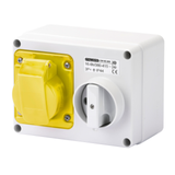 FIXED INTERLOCKED HORIZONTAL SOCKET-OUTLET - WITH BOTTOM - WITHOUT FUSE-HOLDER BASE - 2P+E 32A 100-130V - 50/60HZ 4H - IP44