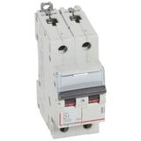 DX³6000 10kA high inlet and low outgoing screw circuit breaker 2P 230V~ to 400V~ - 1A - D curve - 2 modules