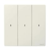 Wired light switch 3gang with neutral Mallia Senses white