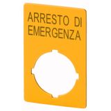Label, emergency stop, HxW=50x33mm, yellow, arresto di emergenza