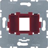 Supporting plate red mounting device 1gang for modular jack, com-tech