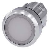 Illuminated pushbutton, 22 mm, round, metal, shiny, white, pushbutton, flat, latching, Push-to-release mechanism,  3SU1051-0AA60-0AA0-Z Y15