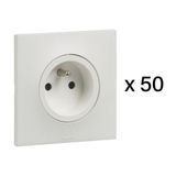 Set of 50 2P+T F/B sockets without clips, without Urbano hot shoe in white finish