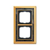 1722-833-500 Cover Frame 2gang(s) polished brass decor anthracite - Busch-Dynasty