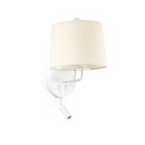 MONTREAL WHITE WALL LAMP WITH READER BEIGE LAMPSHA