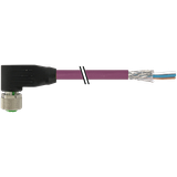 M12 fem. 90° B-cod. with cable PUR AWG24+22 shielded vt+drag-ch 10m