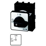 On-Off switch, P1, 32 A, flush mounting, 3 pole, 1 N/O, 1 N/C, with black thumb grip and front plate