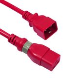 Set of 10 power cords C20 to C19 sockets, length 1m, red locking female plug