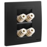 Mallia Senses 2 gang single loudspeaker socket outlet - Matt Black