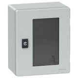 wall-mounting encl. polyester monobloc IP66 H308xW255xD160mm transparent door