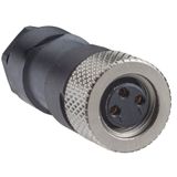 Female, M8, 3 pin, straight connector, cable gland M9.5 x 1