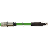 M12 fem. recept. D /RJ45 0° TPE 22AWG SF/UTP CAT5e gn . ITC/PLTC 0.3m